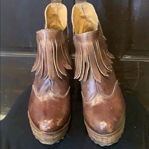 Bed Stu brown fringes ankle boots